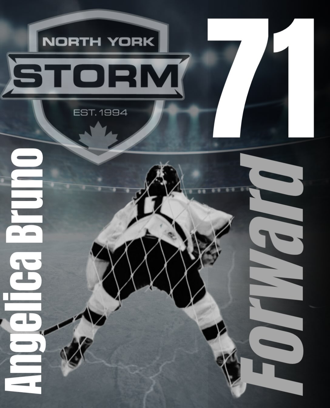 North York Storm forward Angelica Bruno, number 71, pictured on the ice