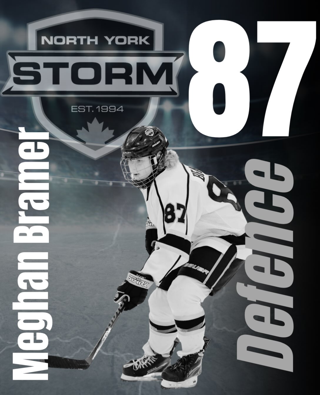North York Storm defender Meghan Bramer, number 87, pictured on the ice